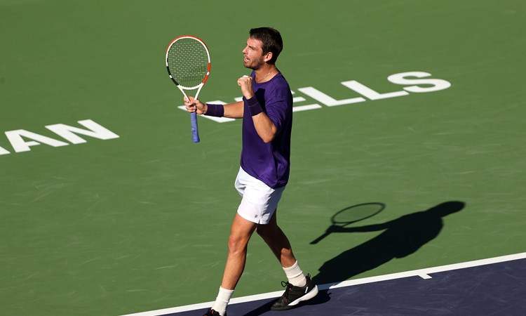 Cam Norrie celebrating a victory at the 2021 Indian Wells