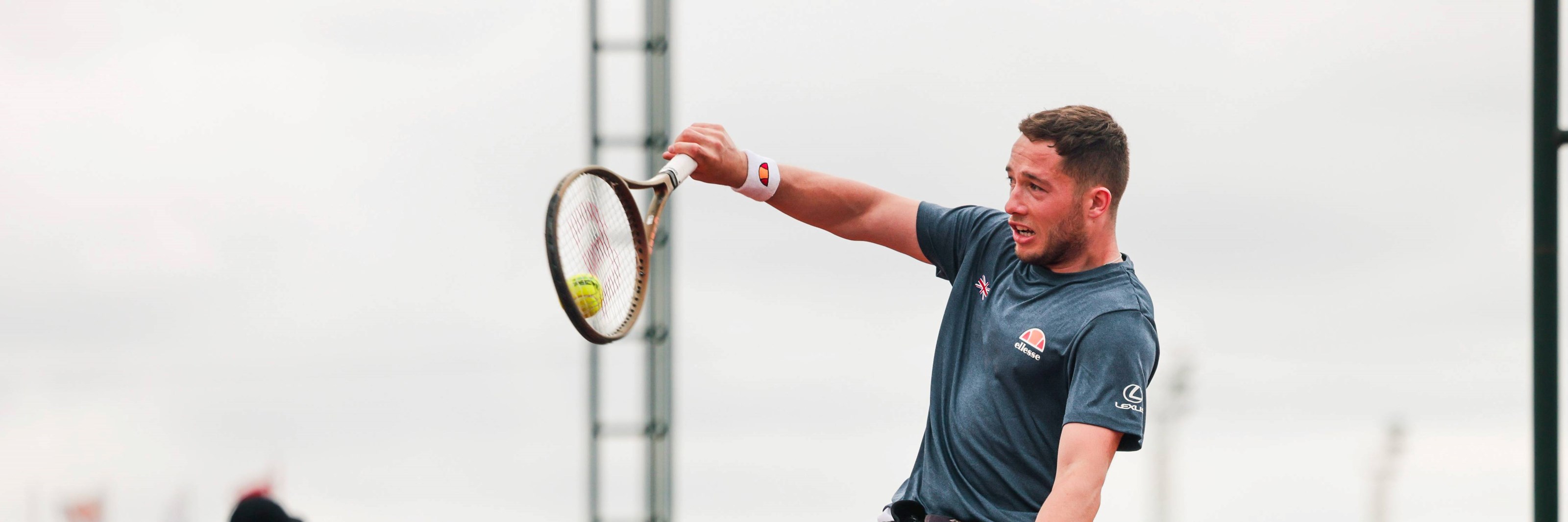 Alfie Hewett hits a backhand in the final of the World Team Cup 2024